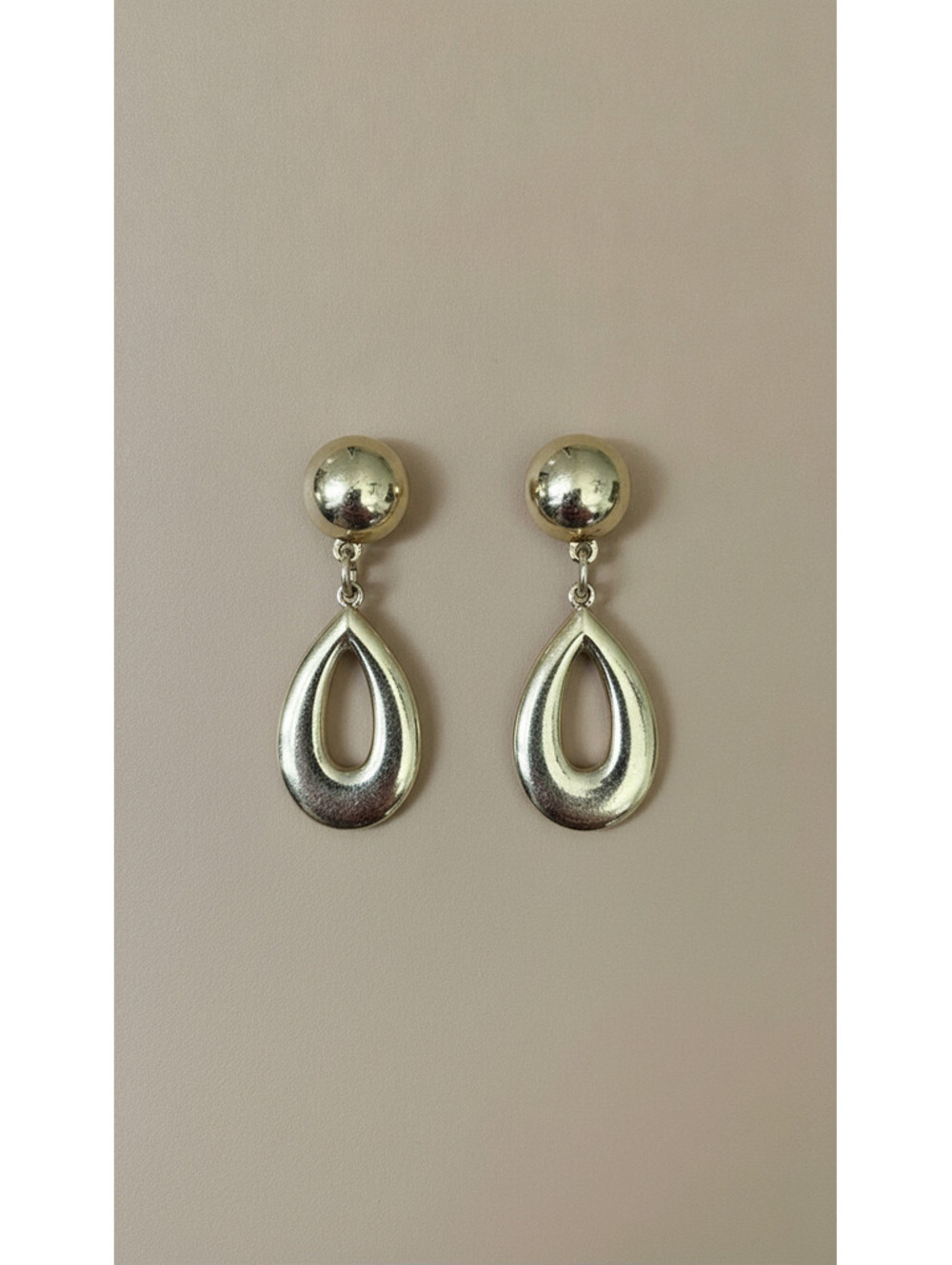 Vintage Monet Gold-Tone Open Teardrop Dangle Clip-On Earrings